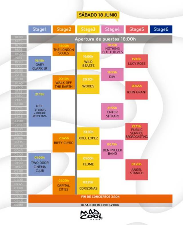 Horarios sábado 18 en el festival Mad Cool