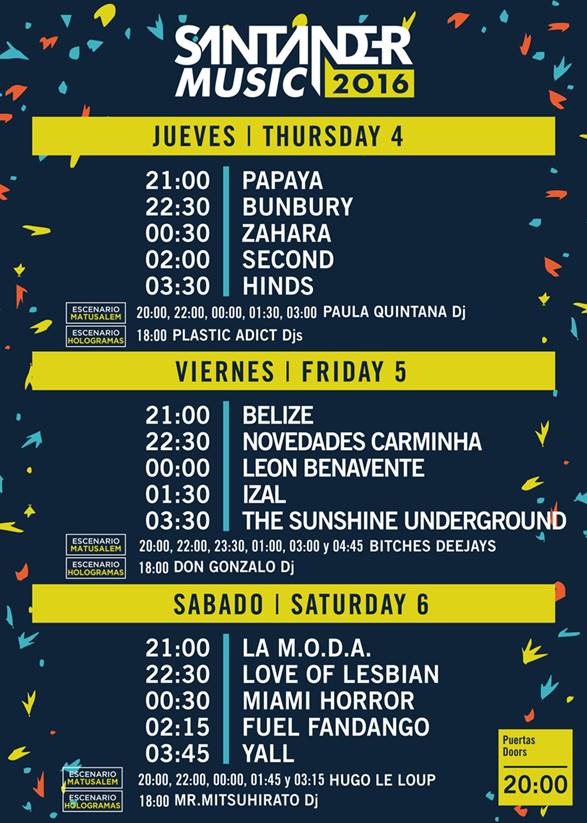 Horarios para el Santander Music