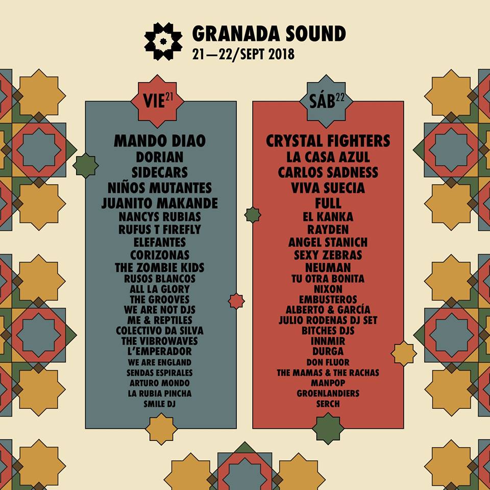 Cartel por días en el Granada&nbsp;Sound